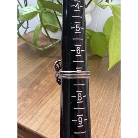 Size 7 Artisan Vintage Garnets Cluster Bendy Ring Stamped 925 Sterling Silver - Picture 9 of 9